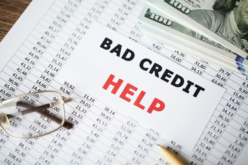 Credit concept. Bad credit written on white card.