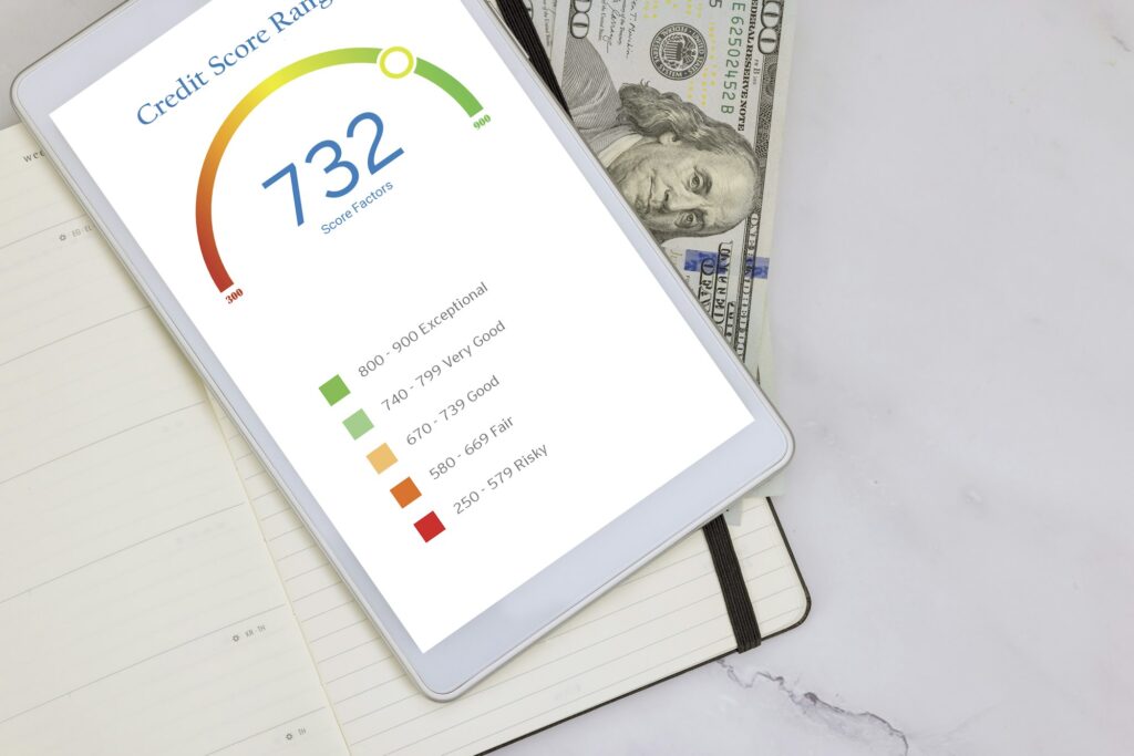 Credit report checks on a digital tablet using the work account documents online